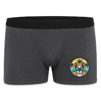 Französischer Spaniel Hund Rasse Cartoon Sonnenbrille Strand - Männer Boxer Shorts - Anthrazit - Vorne