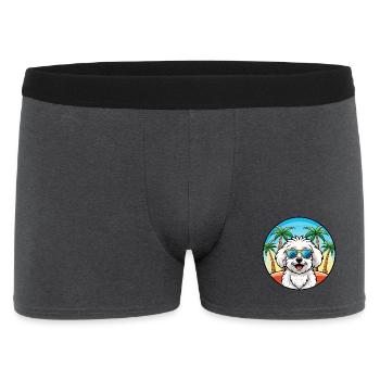 Bichon Frise Hunderasse Cartoon Sonnenbrille Strand - Männer Boxer Shorts - Anthrazit - Vorne
