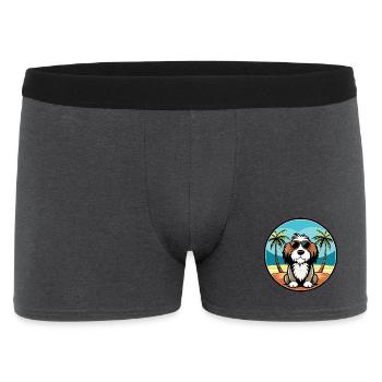 Basset Griffon Vendéen Hunderasse Cartoon Beach - Männer Boxer Shorts - Anthrazit - Vorne