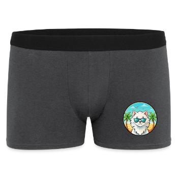 Weiße Langhaarkatze Persische Katze Rasse Cartoon Strand - Männer Boxer Shorts - Anthrazit - Vorne