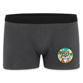 Tiger Katze Rasse Cartoon Sonnenbrille Strand - Männer Boxer Shorts - Anthrazit - Vorne