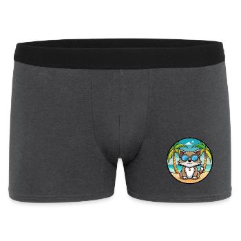 Carélie Bobtail Cat Breed Cartoon Sunglass Beach - Boxer Homme - charbon - Devant