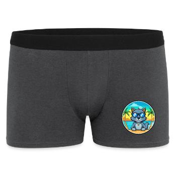 Russische blaue Katzenrasse Cartoon Sonnenbrille Strand - Männer Boxer Shorts - Anthrazit - Vorne