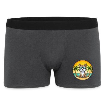 Amerikanische Bobtail Katzenrasse Cartoon Sonnenbrille Strand - Männer Boxer Shorts - Anthrazit - Vorne