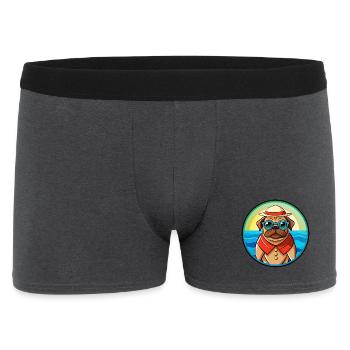 Mops Hund Lustig Cartoon Sommer Strand Sonnenbrille Cool - Männer Boxer Shorts - Anthrazit - Vorne