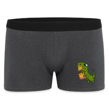 Dino Dinosaurier Pizza Fast Food Essen Geschenk - Männer Boxer Shorts - Anthrazit - Vorne