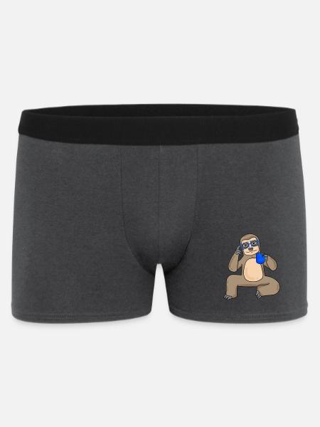 Sloth with glasses and coffee - Men's Boxer Shorts - charcoal grey
