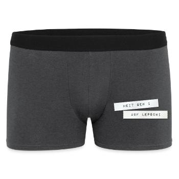 heit geh i auf Lepschi. heute gehe ich auf Lepschi - Männer Boxer Shorts - Anthrazit - Vorne