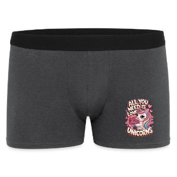 Alles, was du brauchst, ist Liebe und Einhörner - Männer Boxer Shorts - Anthrazit - Vorne