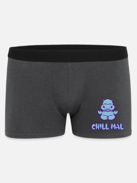 Chill Mal Hippo Meditation - Männer Boxer Shorts - Anthrazit
