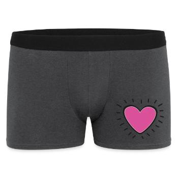 Pink Heart Burst Logo - Men's Boxer Shorts - charcoal grey - Front