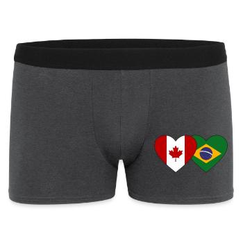 Drapeau du cœur du Canada et du Brésil - Boxer Homme - charbon - Devant