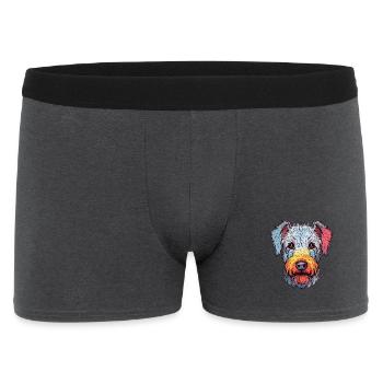 Pumi Hunderasse Aquarell Karikatur Kawaii Bunt - Männer Boxer Shorts - Anthrazit - Vorne
