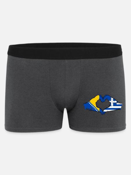 Bosnien Griechenland Flagge Hände Herzform used - Männer Boxer Shorts - Anthrazit
