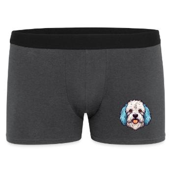 Bolognese Hunderasse Aquarell Karikatur Kawaii Colo - Männer Boxer Shorts - Anthrazit - Vorne