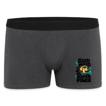 Hund als Superheld – Good Mood Is My Super Power - Männer Boxer Shorts - Anthrazit - Vorne