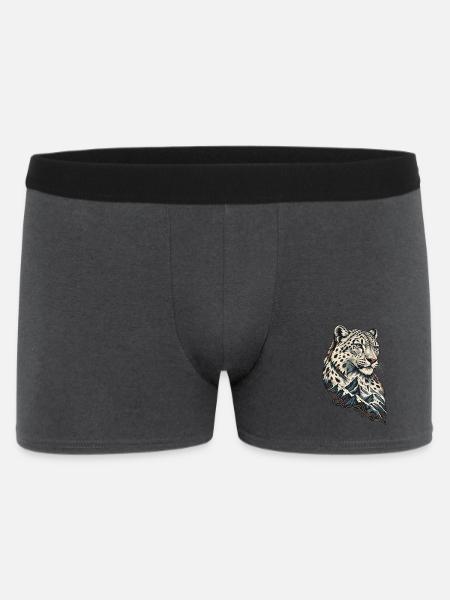 Leopardenkopf vor Berglandschaft - Männer Boxer Shorts - Anthrazit