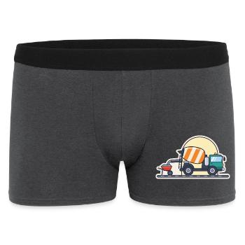 Betonmischer füllt eine Schubkarre mit Beton - Männer Boxer Shorts - Anthrazit - Vorne