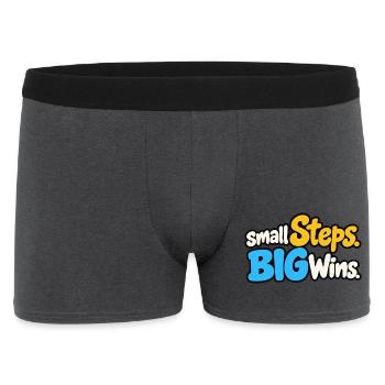 Small Steps Big Wins – Positives Motivationsdesign - Männer Boxer Shorts - Anthrazit - Vorne