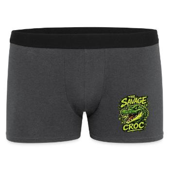 Wildes Krokodil in Grün im Grungelook - Männer Boxer Shorts - Anthrazit - Vorne