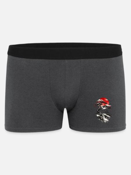 Roter Sonnenaufgang über Bonsai-Wasserfall - Männer Boxer Shorts - Anthrazit