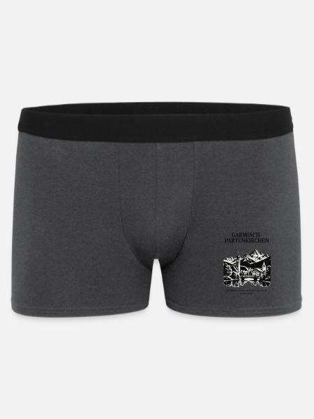 Garmisch Partenkirchen Alpenlandschaft Schwarzweiß - Männer Boxer Shorts - Anthrazit