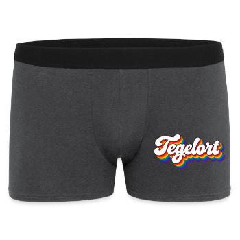 Tegelort - Regenbogen Schrift Berlin Reinickendorf - Männer Boxer Shorts - Anthrazit - Vorne