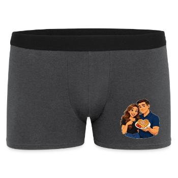Herzförmiges Waffel-Liebesdate - Männer Boxer Shorts - Anthrazit - Vorne