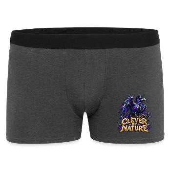 Clever by Nature Rabe Low Poly T-Shirt Rabenkrähe - Männer Boxer Shorts - Anthrazit - Vorne