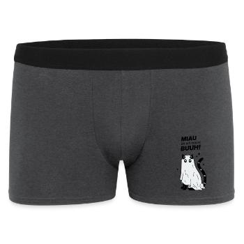 Miau äh ich meine Buuh! - Katze Gespenst Halloween - Männer Boxer Shorts - Anthrazit - Vorne