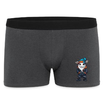 Ziege mit Winterjacke und Mütze - Männer Boxer Shorts - Anthrazit - Vorne