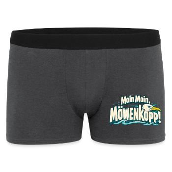 Moin Moin Möwenkopp Norddeutschland Küstenkind - Männer Boxer Shorts - Anthrazit - Vorne