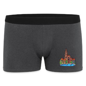 Straßburg Skyline im Wachsmalstil - Männer Boxer Shorts - Anthrazit - Vorne