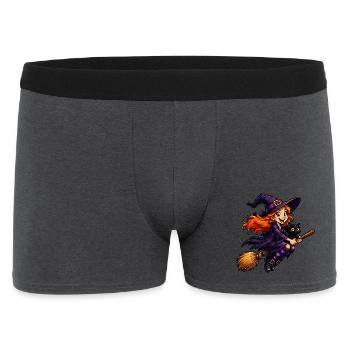 Hexenreiterin auf Besen mit Katze - Männer Boxer Shorts - Anthrazit - Vorne