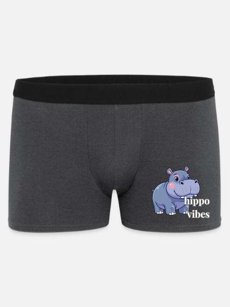 Hippo Vibes: Niedlicher Cartoon-Hippo - Männer Boxer Shorts - Anthrazit