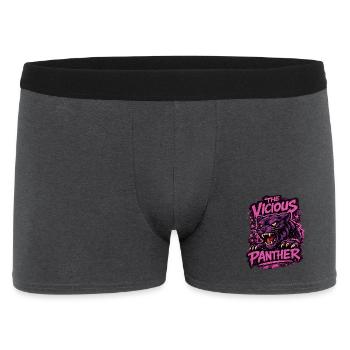 Wilder Panther in Lila und Pink im Grungelook - Männer Boxer Shorts - Anthrazit - Vorne