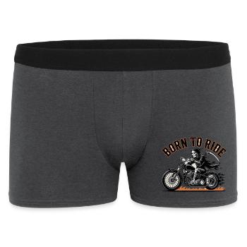Born to Ride Totenkopf Motorradfahrer Geschenkidee - Männer Boxer Shorts - Anthrazit - Vorne