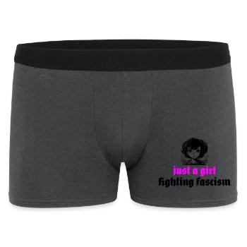 just a girl fighting fascism - Männer Boxer Shorts - Anthrazit - Vorne