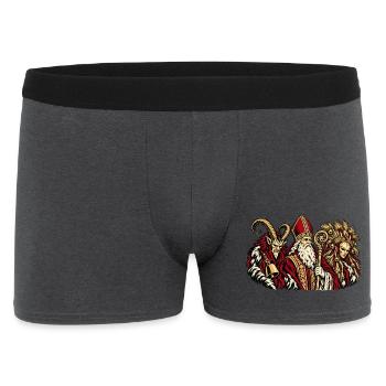 Krampus, Nikolaus und Percht - Männer Boxer Shorts - Anthrazit - Vorne