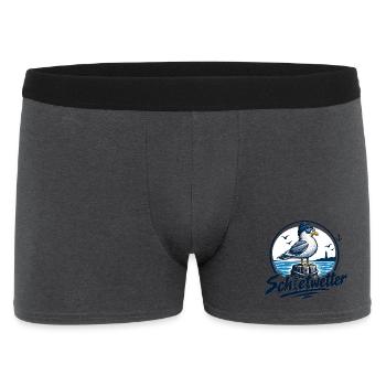 Fischkopp Schietwetter. Wat mutt, dat mutt. - Männer Boxer Shorts - Anthrazit - Vorne