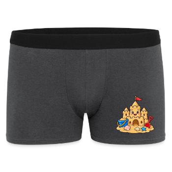 Lustige Sandburg am Strand – Süßes Sommer Comic - Männer Boxer Shorts - Anthrazit - Vorne