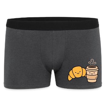 Kawaii Croissant Kaffee-Duo - Männer Boxer Shorts - Anthrazit - Vorne