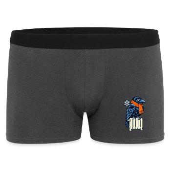 Winterkrähe mit Orangen Schal - Männer Boxer Shorts - Anthrazit - Vorne