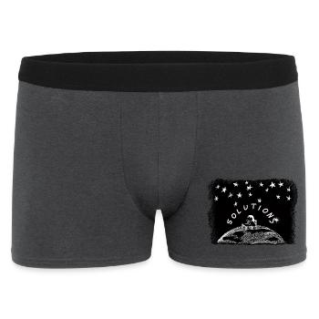 Solutions – Mädchen auf der Weltkugel unter Sterne - Männer Boxer Shorts - Anthrazit - Vorne