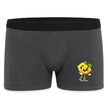 Coole Cartoon Zitrone mit fruchtigem Gesicht - Männer Boxer Shorts - Anthrazit - Vorne