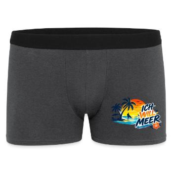 Tropischer_Sonnenuntergang_mit_ICH_WILL_MEER - Männer Boxer Shorts - Anthrazit - Vorne