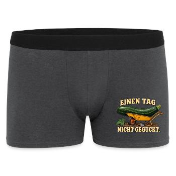 Einen Tag nicht geguckt – Zucchini im Garten - Männer Boxer Shorts - Anthrazit - Vorne