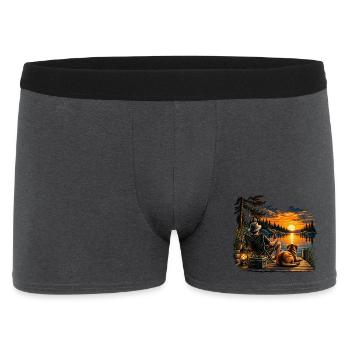 Fisherman's Sunset – Mensch und Hund - Männer Boxer Shorts - Anthrazit - Vorne