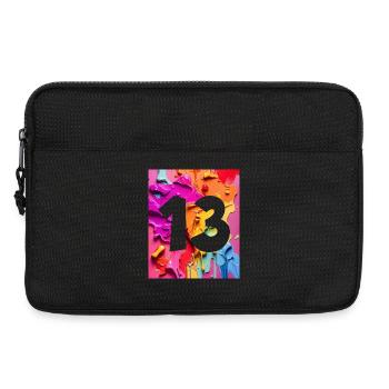 NON. 13 NUMÉRO 13 COLORÉ 13E ANNIVERSAIRE - Sacoche pour ordinateur portable 13 pouces - noir - Devant