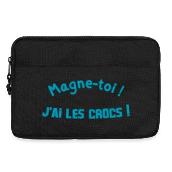 Magne-toi J'ai les Cr*cs – Bleu Pop - Sacoche pour ordinateur portable 13 pouces - noir - Devant